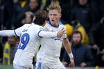 Viktor Fischer svarede igen med foden på homofobiske tilråb, som fans rettede mod ham - han scorede i søndagens kamp mod Brøndby.  Foto: Jens Dresling/POLFOTO