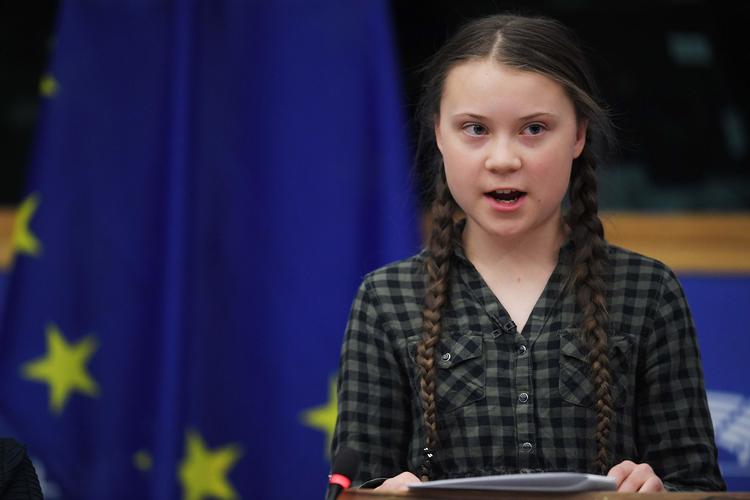 16-årige Greta Thunberg er på listen i kategorien 'ledere' side om side med blandt andre USA's præsident, Donald Trump, Kinas præsident, Xi Jinping, og New Zealands premierminister, Jacinda Ardern. Foto: Frederick Florin/Ritzau Scanpix