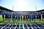 
Ståle Solbakken stadig kalder regelmæssigt kunstgræsbanen i Farum for en skændsel, men hans FCK-spillere gjorde det godt 2. påskedag og var glade for 3-0-sejren over FCN. Nu bliver de snart mestre for 13. gang i Superligaens historie.
   Foto: Tariq Mikkel Khan/Ritzau Scanpix