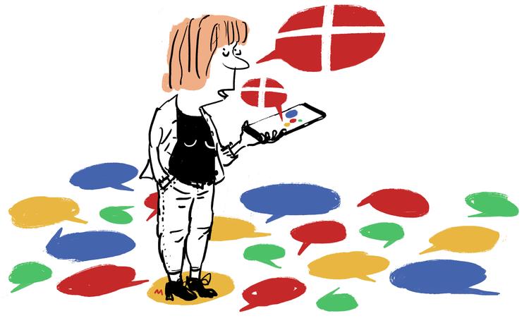 Først to år efter lanceringen af Google Assistant kom den i en dansk udgave. Nye investeringer i sprogteknologi skal bringe Danmark på niveau med vores nabolande. Arkivtegning Mette Dreyer