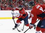 Washington Capitals med Lars Eller røg ud af Stanley Cup efter forlænget spilletid mod Carolina Hurricanes.  Foto: Patrick Smith/Ritzau Scanpix