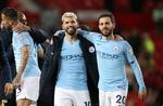 Sergio Agüero and Bernardo Silva fra Manchester City er begge på årets hold i Premier League, kåret af spillerne. Foto: Carl Recine/Ritzau Scanpix