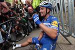 Julian Alaphilippe puster ud efter onsdagens kraftanstrengelse, der bragte ham over stregen lige foran Jakob Fuglsang som vinder af Flèche Wallonne for andet år i træk.
 Foto: Benoit Doppagne/Ritzau Scanpix