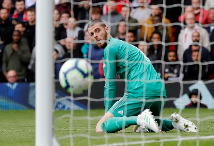 En dårlig periode for den ellers stærke spanske Manchester United-målmand David De Gea blev forstærket, da han søndag aften kostede et mål på Old Trafford mod Chelsea. 
   Foto: Phil Noble/Ritzau Scanpix