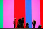 Scenen i Tel Aviv, hvor årets Eurovision Song Contest vil blive afholdt, er under opbygning.  Foto: Amir Cohen/Ritzau Scanpix