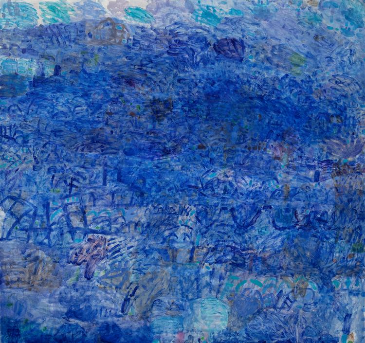 Naturblik. 'Ro ud på Balta' er billedets titel. Men titlen er også en reference til den færøske lyriker og sangkomponist Regin Dahl (1918-2007). Dermed er billedet også et minde om en kunstner. Fra Anker Mortensens udstilling på Nordatlantens Brygge. Foto: Torben Eskerod