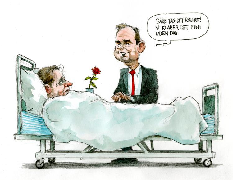 S-formand Mette Frederiksen lå syg på Herlev Hospital, da valget blev udskrevet. Foto: Roald Als/POLITIKEN