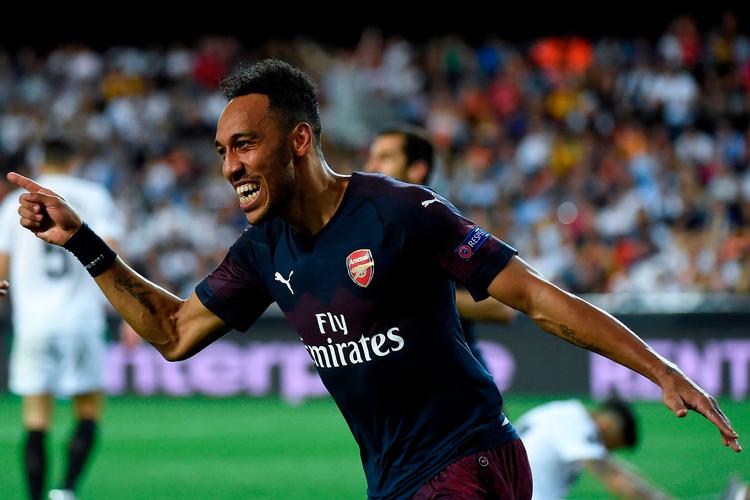 Arsenals gaboneser Pierre-Emerick Aubameyang scorede til 1-1, 3-2 og 4-2 i sejren over Valencia. Foto: Jose Jordan/Ritzau Scanpix