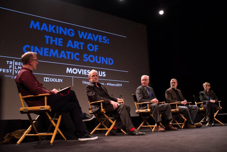 Lydlegenderne Walter Murch, Ben Burtt og Gary Rydstrom på scenen sammen, da lyddokumentaren ‘Making Waves’ blev præsenteret på Tribeca Film Festival sidste uge.  Foto: Carolina Kroon
