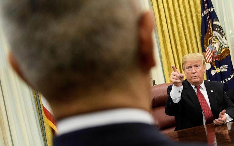 Arkivfoto: USA's præsident, Donald Trump, siger fredag, at han ikke har travlt med at indgå en handelsaftale med Kina. (Photo by Brendan Smialowski / AFP)
   Foto: Brendan Smialowski/Ritzau Scanpix