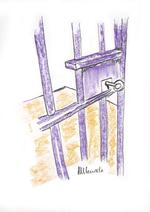 Nelson Mandela kaldte sin tegning 'The Cell Door, Robben Island'.   Bonhams