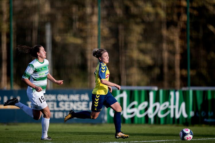 29-årige Nanna Christiansen stod for 28 af Brøndbys 99 mål i den nu afsluttede 3F-ligasæson. Hun holder nu målrekorden i den bedste danske kvindeliga. Foto: Peter Hove Olesen/POLFOTO