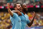 Raheem Sterling scorede det første hattrick i en FA Cup-finale siden 1953, mens Bernardo Silva ikke på på måltavlen.
   Foto: John Sibley/Ritzau Scanpix
