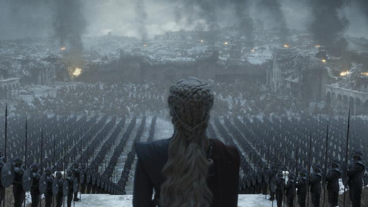 Vor Frelser Kirke hylder i dag tv-serien Game of Thrones, der i aften viser det allersidste afsnit i serien. Billedet er fra dagens episode. Pressefoto HBO Nordic