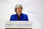  Theresa May taler her på det tv-transmitterede pressemøde i London Foto: Pool/Ritzau Scanpix