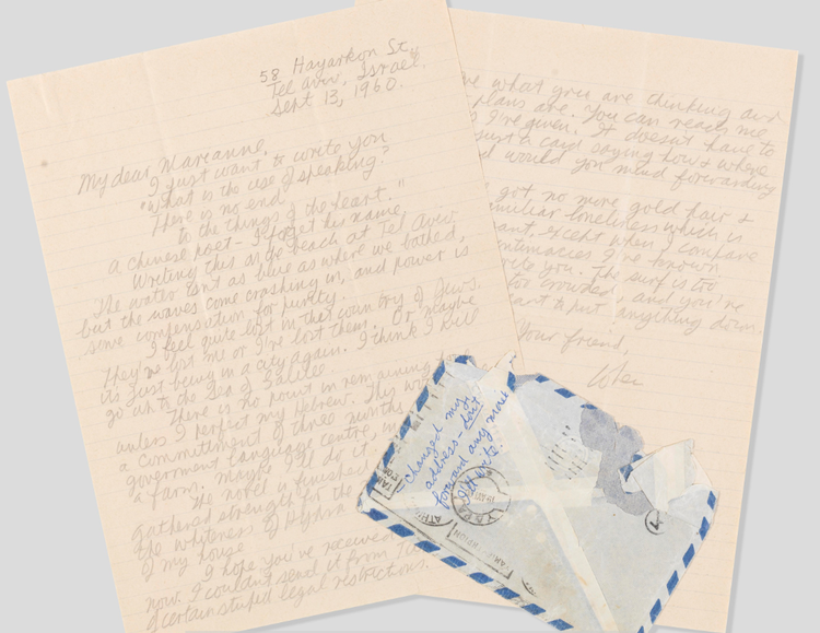 Et af de breve, Cohen sendte til Marianne Ihlen.  