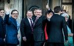 Den nye VLAK-regering præsenteres foran Amalienborg i 2016. Et nyt Ældreministerium så i den forbindelse dagens lys. Yderst til højre kan man ane ældreminister Thyra Frank (LA). Foto: Linda Johansen/POLFOTO