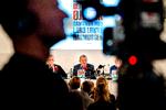 Statsminister Lars Løkke Rasmussen (V) ved udgivelsen af bogen 'Befrielsens Øjeblik', som lanceres ved et pressemøde i Pressen i JP/Politikens Hus i København.   Foto: Finn Frandsen/POLFOTO