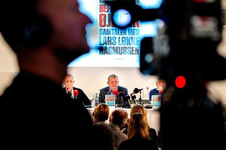 Statsminister Lars Løkke Rasmussen (V) ved udgivelsen af bogen 'Befrielsens Øjeblik', som lanceres ved et pressemøde i Pressen i JP/Politikens Hus i København.   Foto: Finn Frandsen/POLFOTO