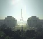 En rendering af Eiffeltårnet og parken omkring set fra  Place du Trocadéro. Foto: Gustafson Porter + Bowman
