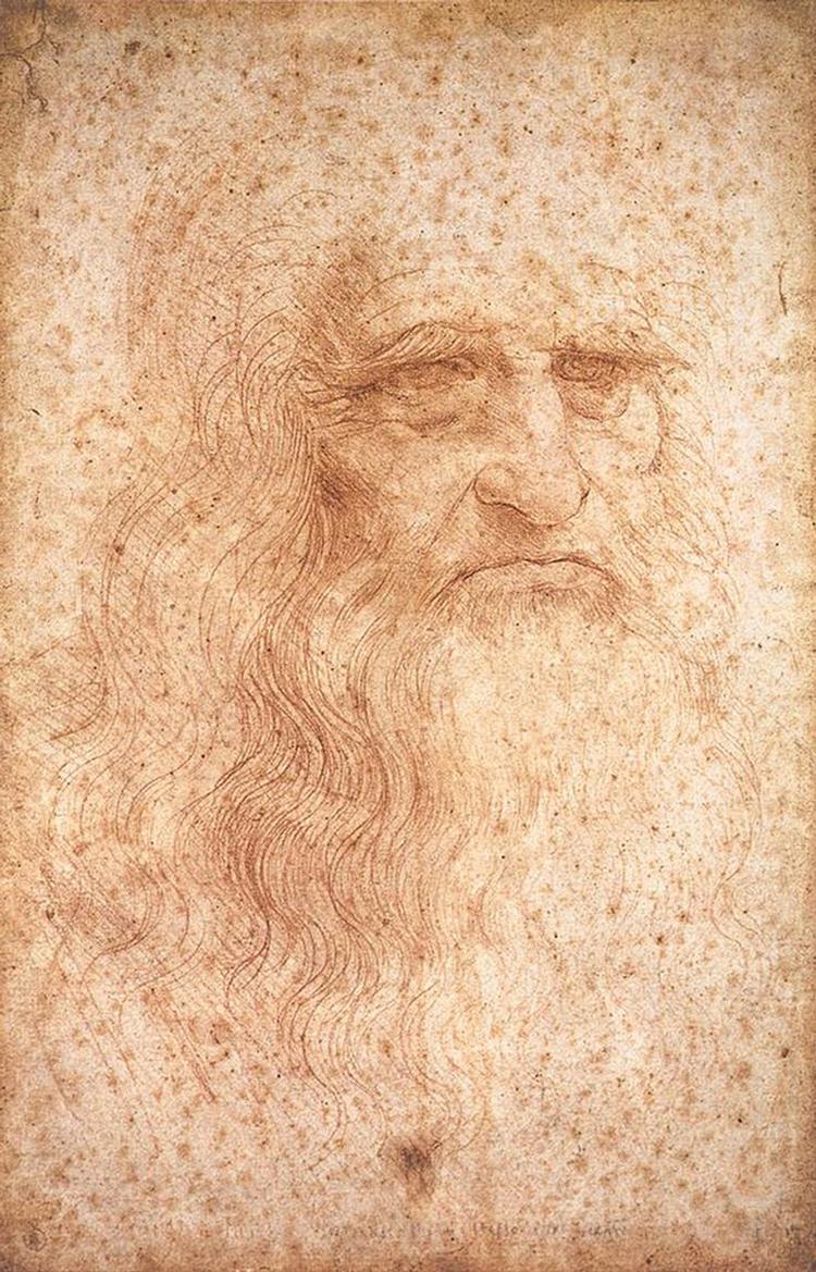 Formodet selvportræt af Leonardo da Vinci fra omkring år 1512. 