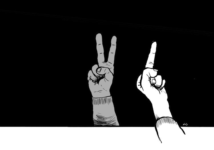 Hvis eleverne på Maglehøjskolen laver 'V for sejr' tegnet, skriver lærerne hjem til forældrene.  Foto: Philip Ytournel/POLITIKEN