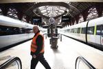 Hovedbanegården i København 1. april, hvor en arbejdsnedlæggelse blandt DSB-ansatte indstillede al togdrift øst for Storebælt.  Foto: Olivia Loftlund
