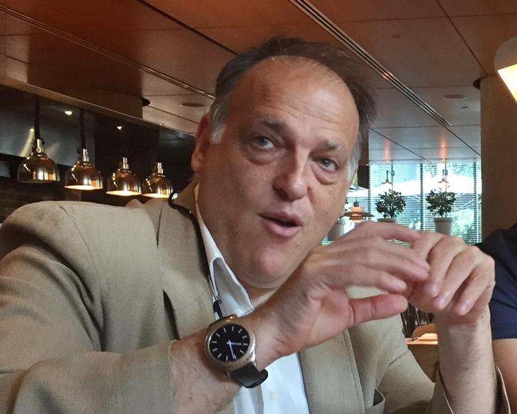 Javier Tebas har været La Liga-præsident siden 2013. Hans første job som fodboldleder landede han i 1993 i Huesca – klubben der i øjeblikket er indblandet i en matchfixingskandale i Spanien.  Foto: Gisela Salomon/Ritzau Scanpix