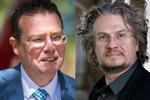 Kenneth Kristensen Berth (DF) til venstre og Henrik Dahl (LA) til højre kæmper videre inden valgdagen i morgen. Begge er nuværende medlemmer af Folketinget, men ser ud til at ryge ud. 