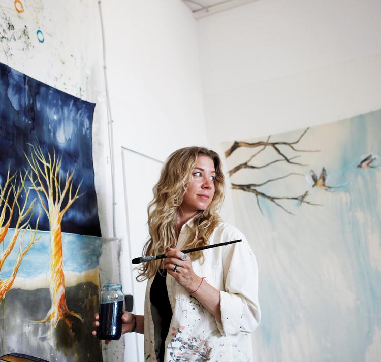 Linda Baum i sit atelier i Berlin. Foto: Malene Lauritsen