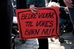 Flere tusinde mennesker demonstrerede i april på grund af mangel på pædagoger i landets daginstitutioner (arkivfoto). Foto: Jacob Ehrbahn/POLFOTO