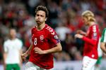 Danmarks Thomas Delaney efter en misset chance.
   Foto: Jens Dresling/POLFOTO