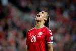 Yussuf Poulsen ærgrer sig over det manglende mål, der kunne have løftet en god indsats yderligere.
   Foto: Jens Dresling/POLFOTO