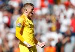   Everton-målmanden Jordan Pickford fik en hovedrolle i straffesparkskonkurrencen, hvor han først scorede på Englands femte spark og afgjorde kampen ved at snuppe Schweiz’ sjette spark fra Josip Drmic.
   Foto: Rafael Marchante/Ritzau Scanpix