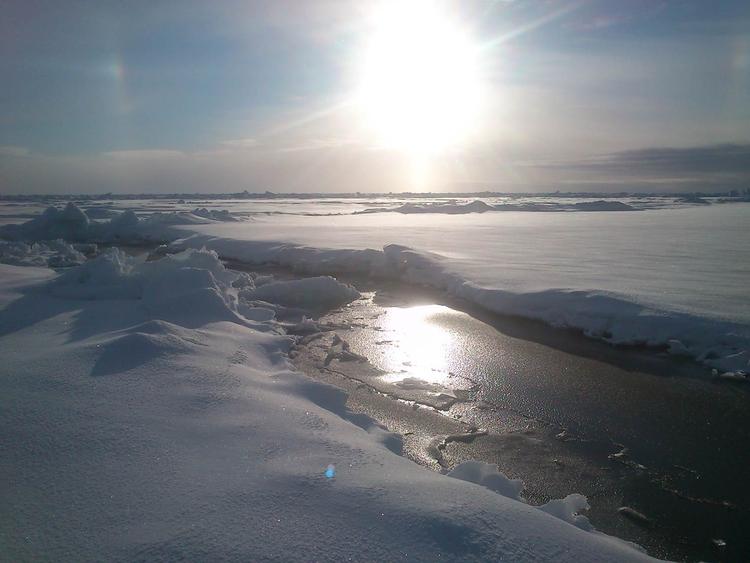 En kraftig sol har startet afsmeltningen på havisen på Nordpolen.  Foto: DMI
