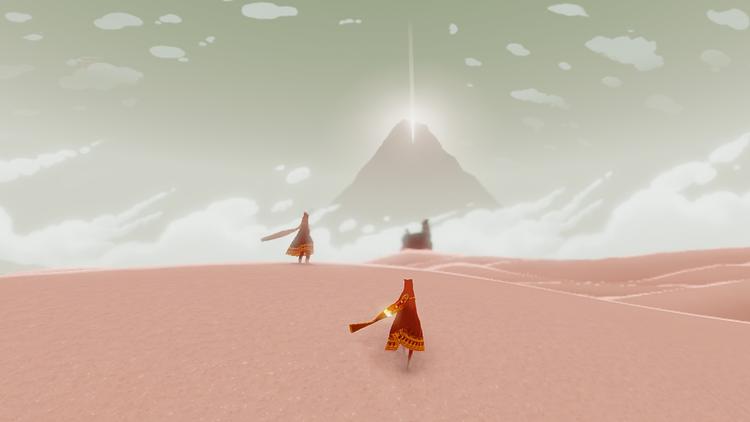 Spillet 'Journey' er ifølge spiludvikler Dino Patti et spændende eksempel på, hvad små udviklere kan gøre med den nye multiplayer-teknologi. Det er den kreativitet, alle skal kunne udnytte. Foto: That Game Company