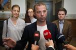 Radikales Morten Østergaard,  Sofie Carsten Nielsen,  Andreas Steenberg og Samira Nawa Amini er mødt op for at forhandle om lempelser af udlændinge-politikken.
   Foto: Jens Dresling/POLFOTO
