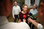 Pernille Skipper, Enhedslisten taler med pressen, da hun tidligere i dag ankommer til forhandlinger med Socialdemokratiet på Christiansborg. Foto: Philip Davali/Ritzau Scanpix