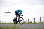 Jakob Fuglsang er efter dagens kraftudfoldelse på tempocyklen kun 7 sekunder fra førertrøjen.
 Foto: Stephane Mahe/Ritzau Scanpix