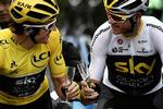 Geraint Thomas (tv.) vandt Touren sidste år og er blandt favoritterne til sejren i år. Især efter at Chris Froome (th.) har meldt afbud. Foto: Pool New/Ritzau Scanpix