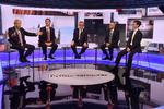 Boris Johnson, Jeremy Hunt, Michael Gove, Sajid Javid og Rory Stewart ved debatten på BBC tirsdag aften. 
   Foto: Handout/Ritzau Scanpix