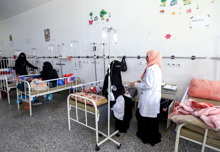 Patienter på al-Sabeen Maternal-hospitalet i hovedstaden Sanaa.  Foto: Mohammed Huwais/Ritzau Scanpix
