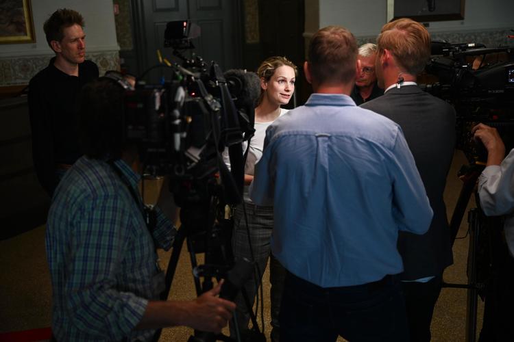 Pernille Skipper fra Enhedslisten efter dagens regeringsforhandlinger i Landstingssalen på Christiansborg. Foto: Philip Davali/Ritzau Scanpix
