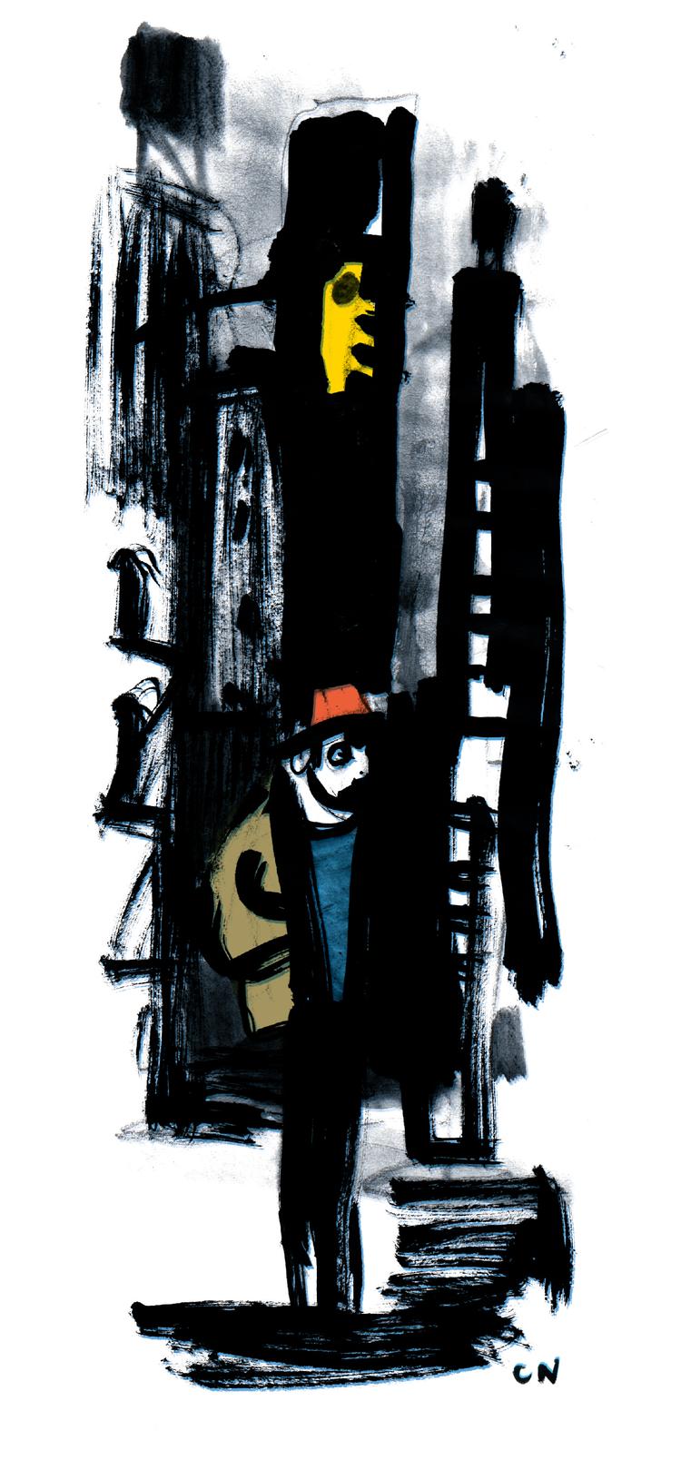 Holden Caulfield med den ikoniske røde jægerhat er en karakter, alle unge bør lytte til i dag. Illustration Claus Nørregaard