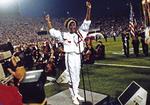 Whitney Houston synger nationalsangen i 1991. Det var storhedstiden. Foto: Am/AP