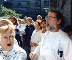 Lars Hutters fotograferet i 1995 i forbindelse med en demonstration mod lukning af Københavns Kommunehospital.  Foto: Mik Eskestad/POLFOTO