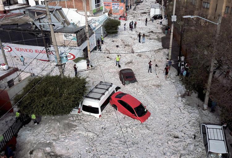 
Kombinationen af meget koldt og vådt vejr skabte det ekstreme haglvejr i Jalisco-provinsen.  Foto: Ulises Ruiz/Ritzau Scanpix