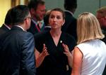 Mette Frederiksen fotograferet i går, da hun ankom til sti første EU-topmøde som dansk statsminister.  Foto: Pool/Ritzau Scanpix
