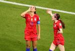 Alex Morgan leverede slutrundens måske bedste jubelscene, da hun scorede til 2-1 mod England. Foto: Lucy Nicholson/Ritzau Scanpix