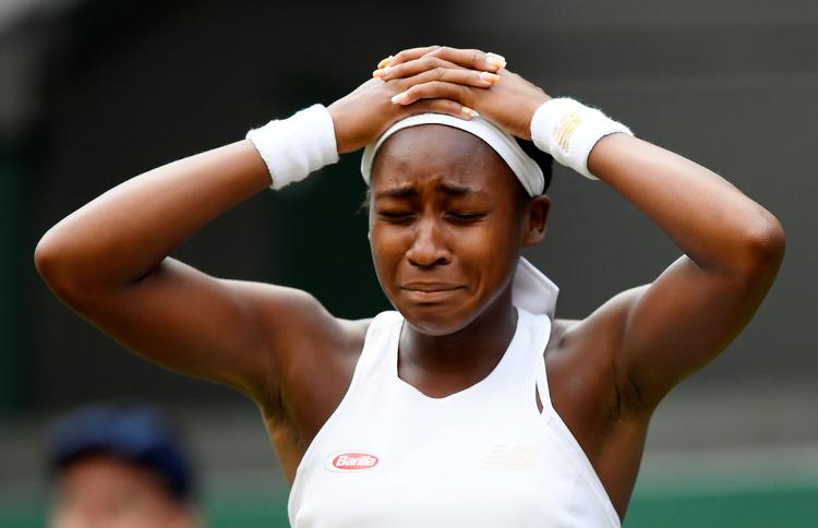 Følelserne overmandede Cori Gauff, da hun havde sendt Venus Williams ud af Wimbledon.  Foto: Toby Melville/Ritzau Scanpix